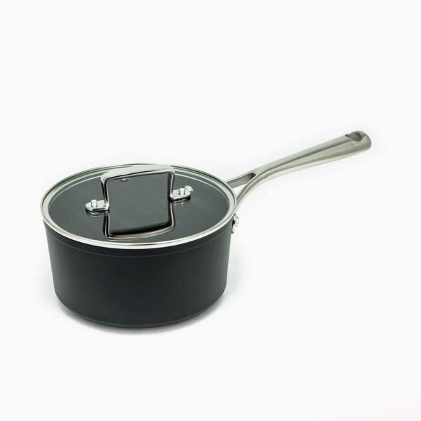 Kasserolle med låg Amercook Sort Terrakotta Rustfrit stål Aluminium Ovn (Ø 18 cm)