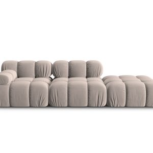 MICADONI Bellis Modul sofa, højre, 4 sæder - beige fløjl og sort plastik