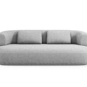 MICADONI Jenny sofa, 3 sæder - sølv chenille og sort plast