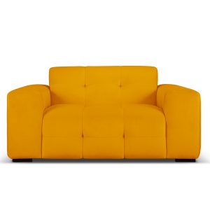 MICADONI Kendal sofa, 2 sæder - orange fløjl og sort bøgetræ