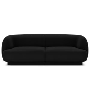 MICADONI Miley sofa, 2 sæder - sort fløjl og sort plast