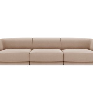 MICADONI Miley sofa, 3 sæder - brun fløjl og sort plast