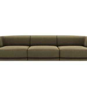 MICADONI Miley sofa, 3 sæder - grøn fløjl og sort plast