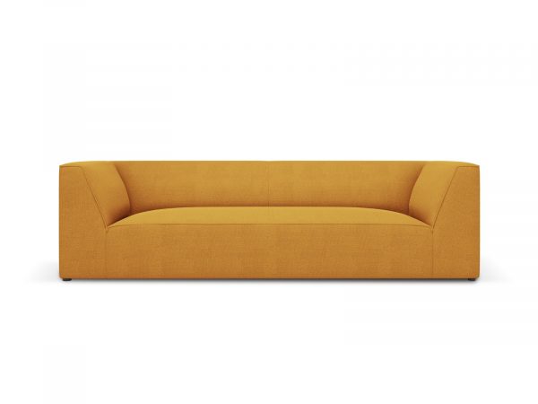 MICADONI Ruby sofa, 3 sæder - gul stof og sort plast