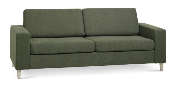 Pan 2,5 pers. sofa - vinter mosgrøn polyester stof og natur træ