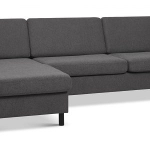 Pan set 8 3D XL sofa, m. chaiselong - antracitgrå polyester stof og sort træ