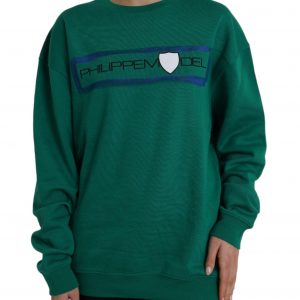 Philippe Model Green Cotton Logo Print Long Sleeves Pullover Sweater