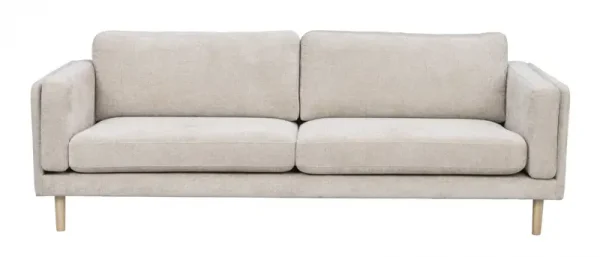 ROWICO Braden 3 pers. sofa - lys beige stof og hvidpigmenteret egetræ