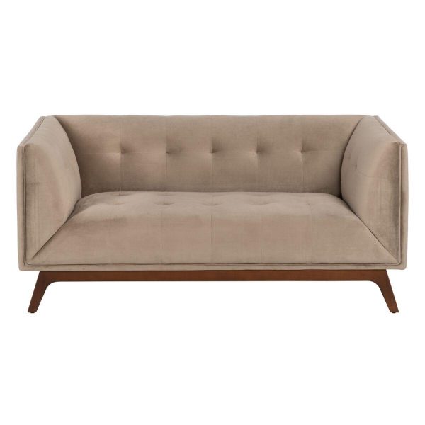 Sofa 156 x 81 x 72 cm Champagne Syntetisk stof Træ Fløjl