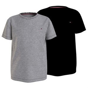 Tommy Hilfiger Medium Grey Ht/Black 2-Pak T-Shirt - Str. 4-5 år