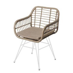 Vrtni stol Ariki 57 x 62 x 80 cm syntetisk Rattan Stål Hvid