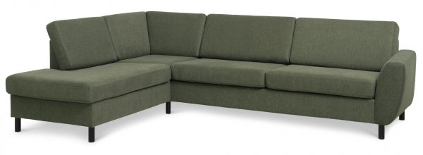 Wendy set 2 OE left sofa, m. chaiselong - vinter mosgrøn polyester stof og sort træ