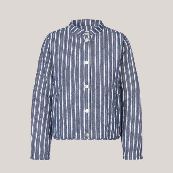 EmiliaLL Jacket - Stripe, vatteret jakke i denim blue