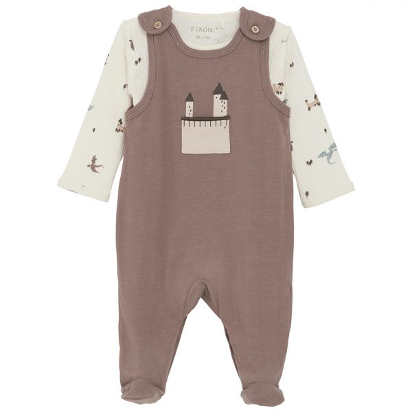 FIXONI Deep Taupe Set W. Rib Body & Romper - Str. 50