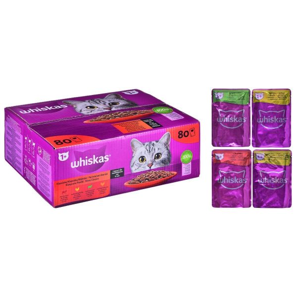 Kattemad Whiskas Classic Meals Kylling Oksekød Lam Fugle 80 x 85 g