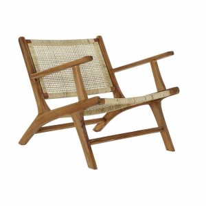 Lænestol MB-182316 Natur Teak Lys brun Rattan (69 x 78 x 68 cm)