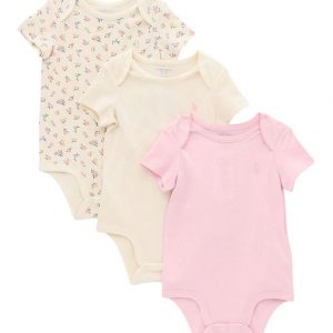 Polo Ralph Lauren Body k/æ - 3 pak - Rosa/Hvid/Creme m. Blomster