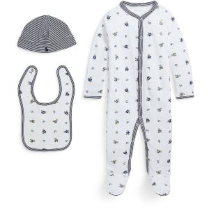 Ralph Lauren Baby White Multi/Refined Navy Bind 3-Pak Gaveæske - Str. 6 mdr