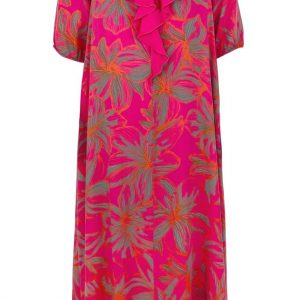 Black Colour Kjole - Lily Printed - Pink