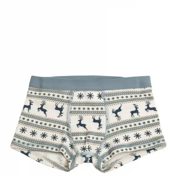 Boxershorts i lyseblå/sand uld - Jumping deer