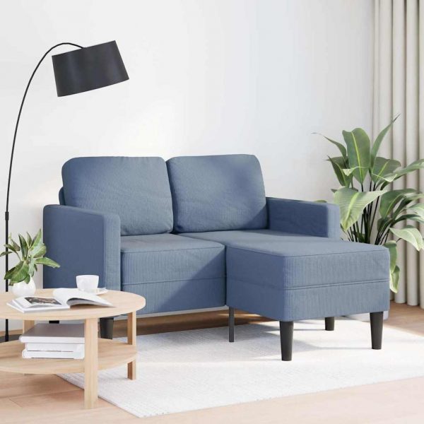 2-personers sofa med chaiselong L-formet 125 cm linned blå