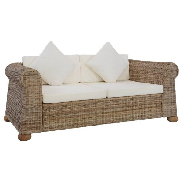 2-personers sofa med hynder naturlig rattan