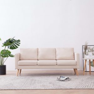 3-personers sofa i stof cremefarvet