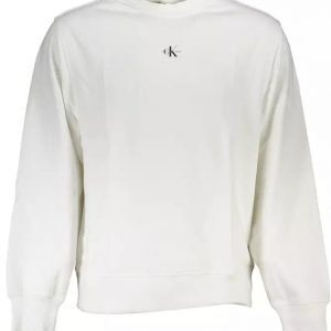 Calvin Klein Sleek White Cotton Sweatshirt with Logo Print