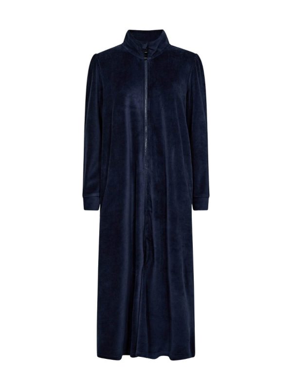 Velour badekåbe med lynlås, Decoy, navy, str. 3XL