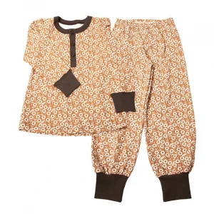 Pyjamas kobber og creme med print af små æbler