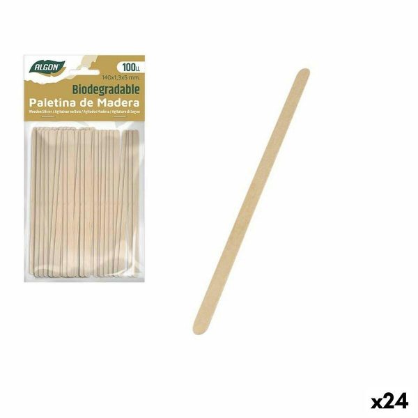 Sæt af kaffeskeer Algon Træ 100 Dele 140 x 1,3 x 5 mm (24 enheder)