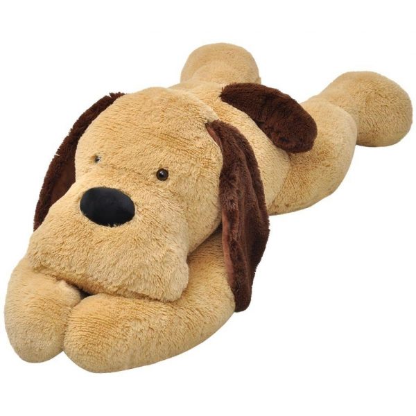 Tøjdyr hund 80 cm plysstof brun