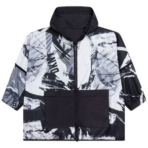 DKNY Jakke - Vendbar - Sort/Hvid m. Fotoprint