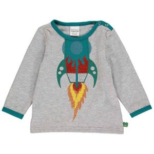 Freds World Bluse - Hello Rocket - Gråmeleret m. Rumraket