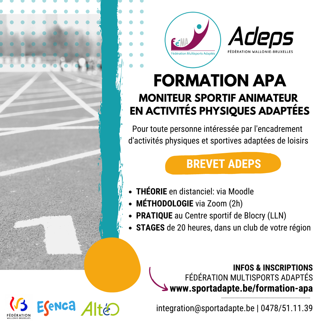 Formation Moniteur sportif Animateur APA | Fédération Multisports Adaptés –  FéMA asbl