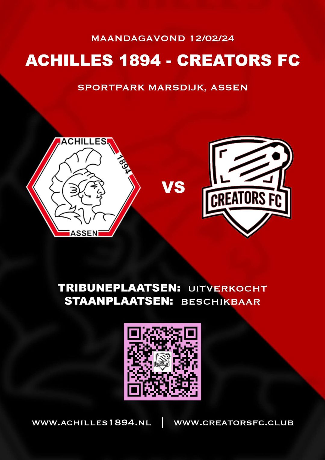 Benefietwedstrijd Achilles 1894 – Creators FC 12 februari 2024