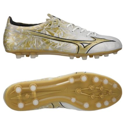 Mizuno Alpha Elite Ag Prism Gold - Hvit/gull/sort - Kunstgress (Ag), størrelse 44