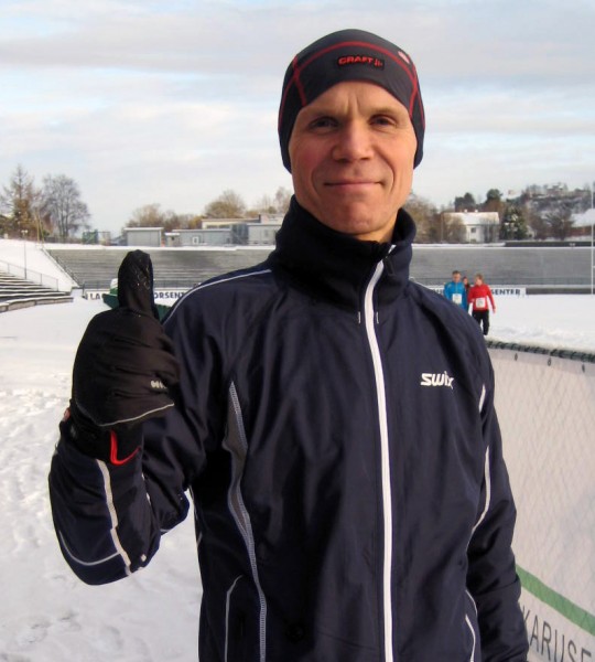 Bjørn Fretland har løpt hele 17 av sine 42 maratonløp fra Fana Stadion. Her før siste løp i Maratonkarusellen i desember i fjor.