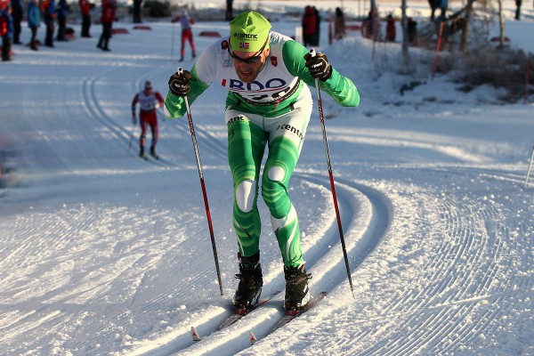 Jørgen Aukland staket seg til tredjeplass og historiebøkene med en vond skulder. Her fra Beitostølen. (Foto; Bjørn Hytjanstorp)