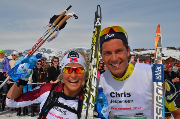 Johaug og Jespersen var raskest i Skarverennet. (Foto: Arrangørens hjemmeside) 