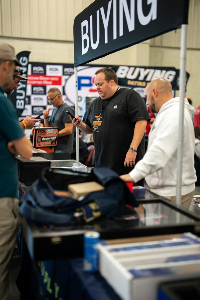 Dealers buying cards at a Sports Wax show