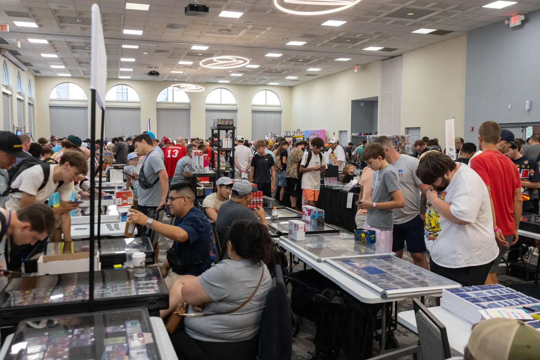 A packed Sports Wax show floor in Concord