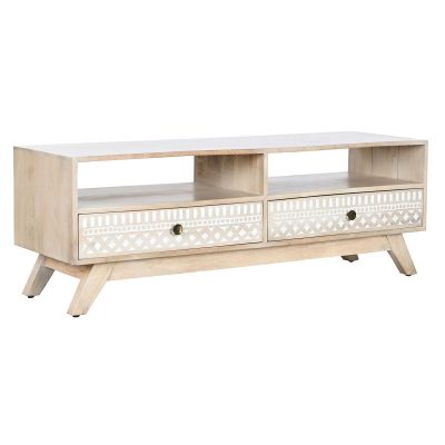 Tv-meubel DKD Home Decor Wit Natuurlijk Mangohout 130 x 40 x 45 cm
