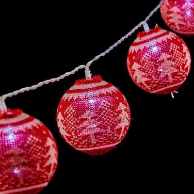 Bollenslinger LED 2 m Kerstboom Ø 6 cm Rood Wit