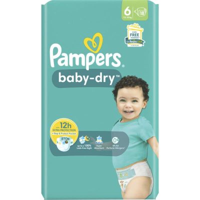 Pampers Baby-Dry Maat 6, 20 Luiers, Tot 12 Uur Bescherming, 13-18kg