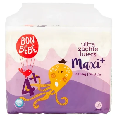 Bonbébé Ultra Zachte Luiers Maxi+ 4+ 9-18 kg 34 Stuks