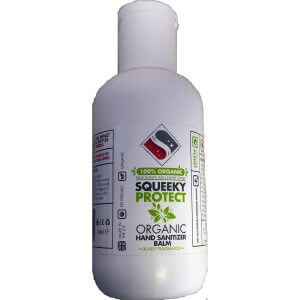 Squeeky Protect organic natural Hand Sanitiser Balm, cream,lotion bottle. Alchohol free
