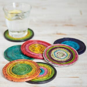 recycled newpaper coasters six