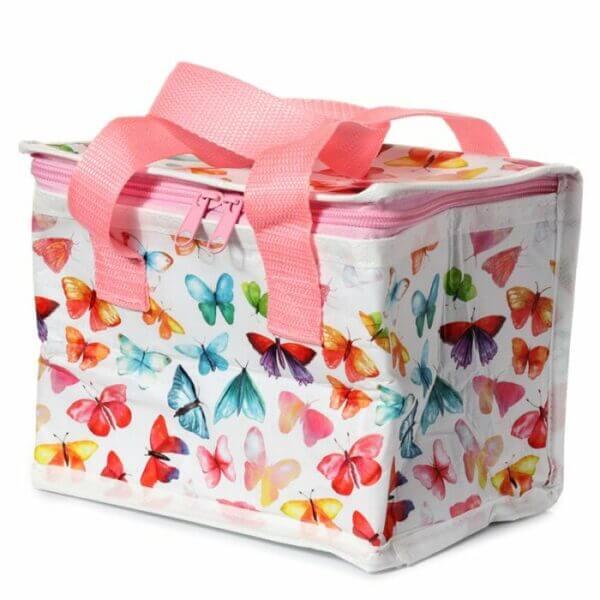 White cool lunch bag with pink accents