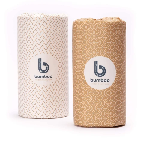 Bamboo kitchen roll wrapped in white or gold paper